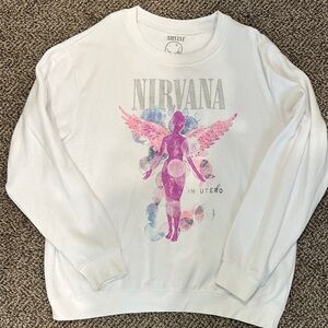 NIRVANA White Sweatshirt with Pink Angel Design from target